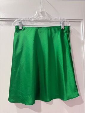 Green A-Line Mini Satin Skirt - Women's